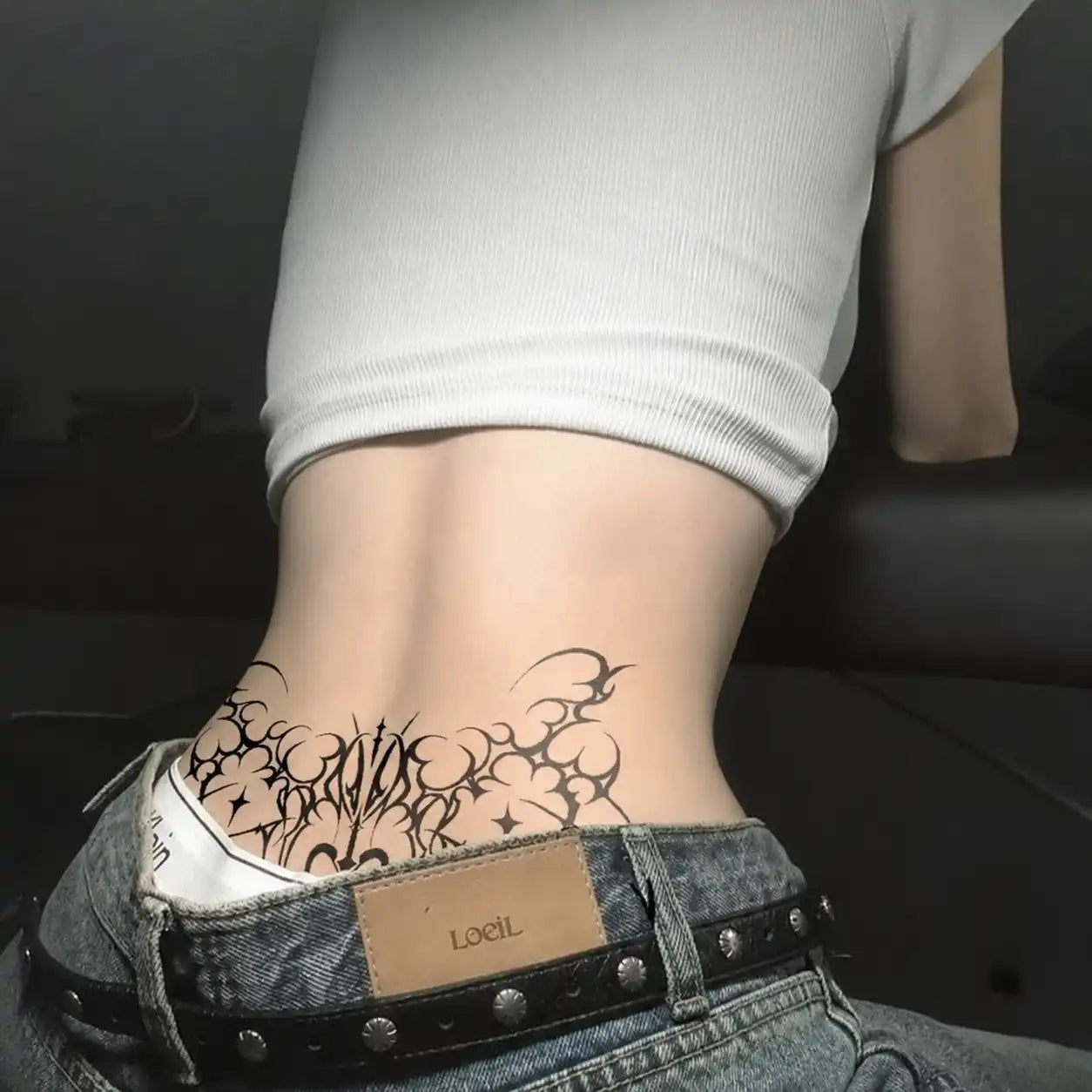 Tribal Lace Back temporary tattoo, view 2 — Yuka Ink