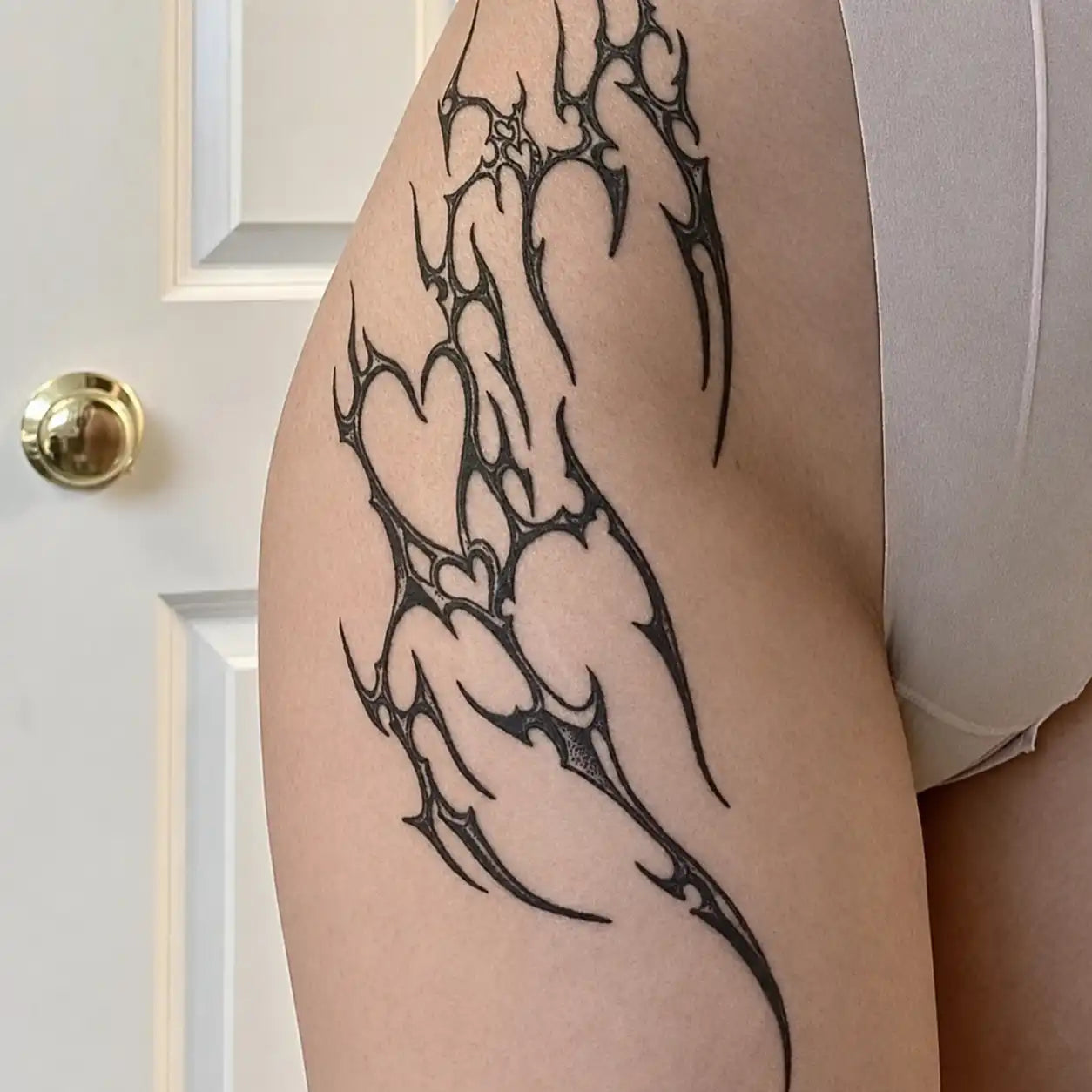 Tribal Flame Hip temporary tattoo, view 2 — Yuka Ink