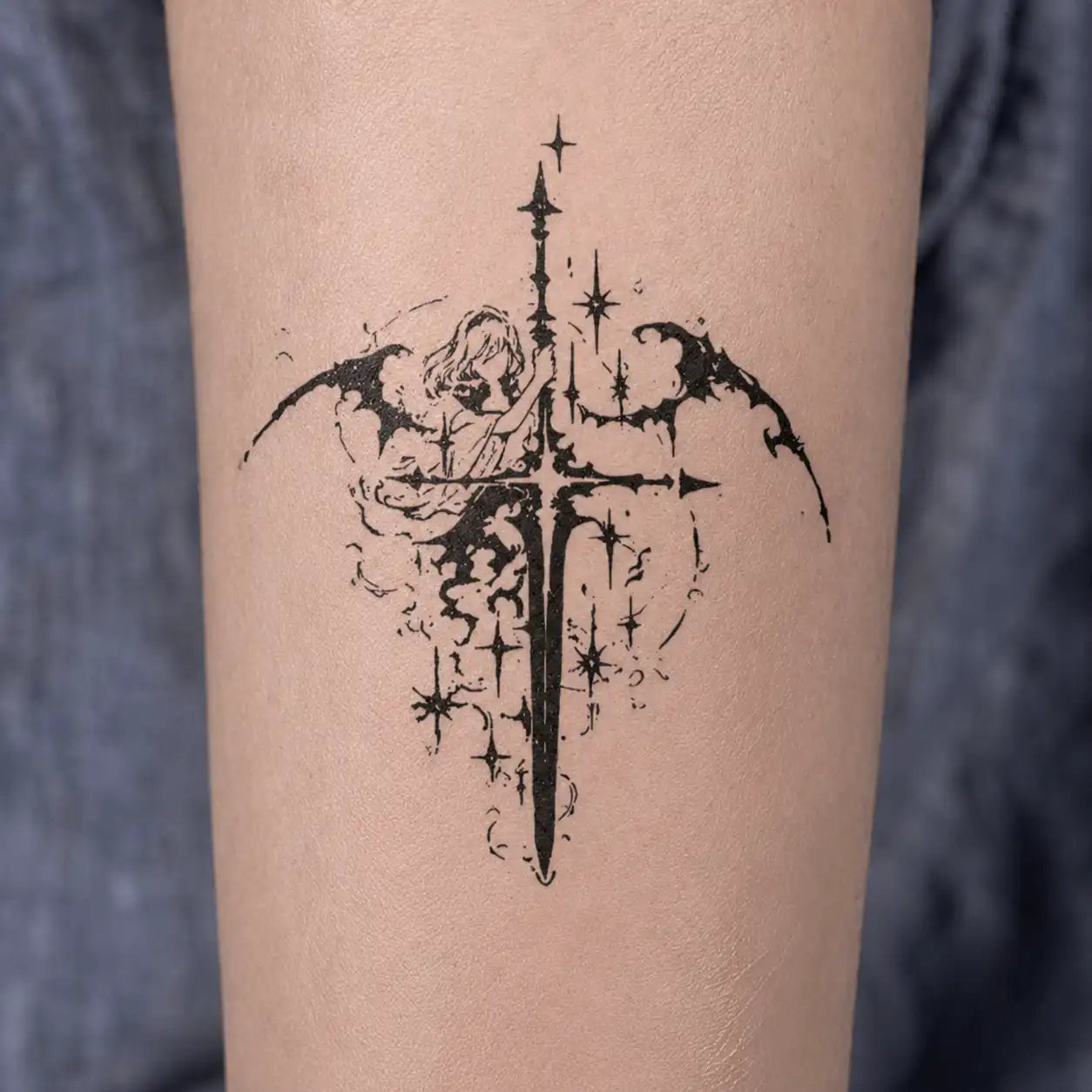 Swordsman Tattoo temporary tattoo, view 2 — Yuka Ink