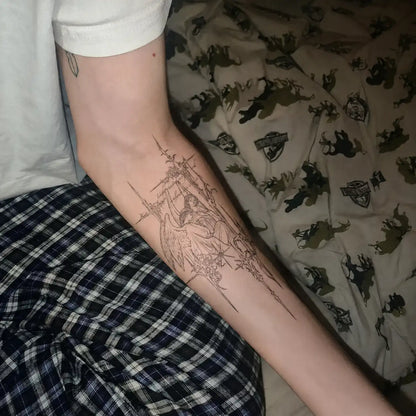 Angel Cross Sleeve temporary tattoo — Yuka Ink