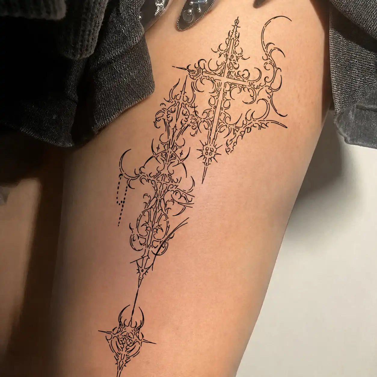 Cross Totem Sleeve temporary tattoo, view 2 — Yuka Ink