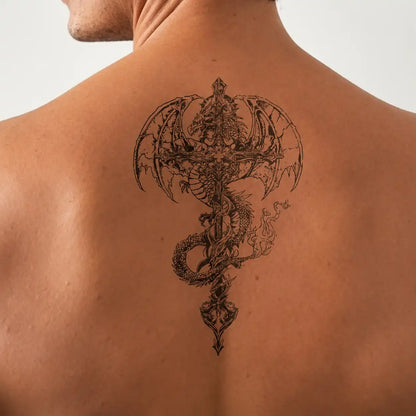 Grim Dragon Tattoo temporary tattoo, view 2 — Yuka Ink