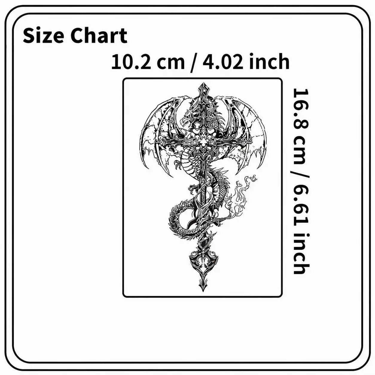 Grim Dragon Tattoo temporary tattoo, view 3 — Yuka Ink