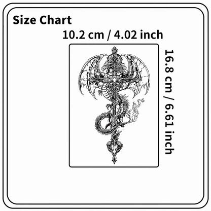 Grim Dragon Tattoo temporary tattoo, view 3 — Yuka Ink