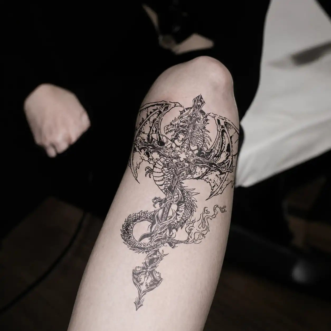 Grim Dragon Tattoo temporary tattoo — Yuka Ink