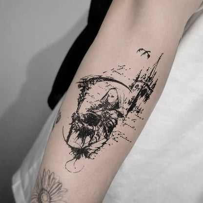 Gothic Ruins Tattoo temporary tattoo, view 2 — Yuka Ink
