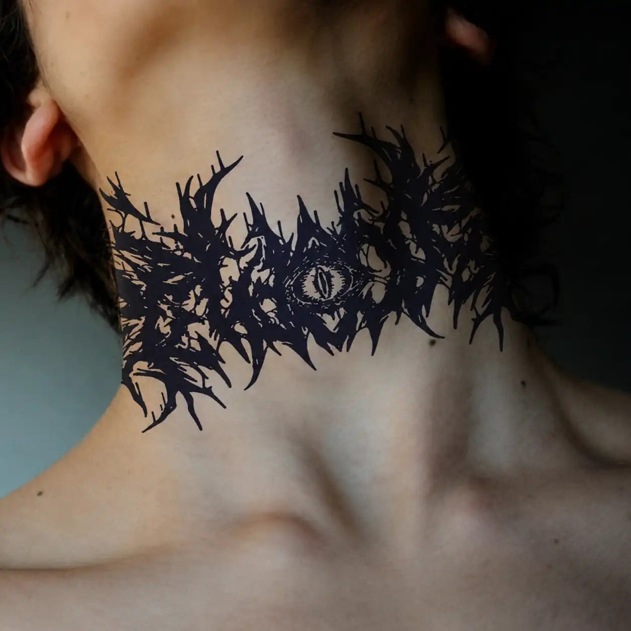 Thorn Script Neck temporary tattoo — Yuka Ink