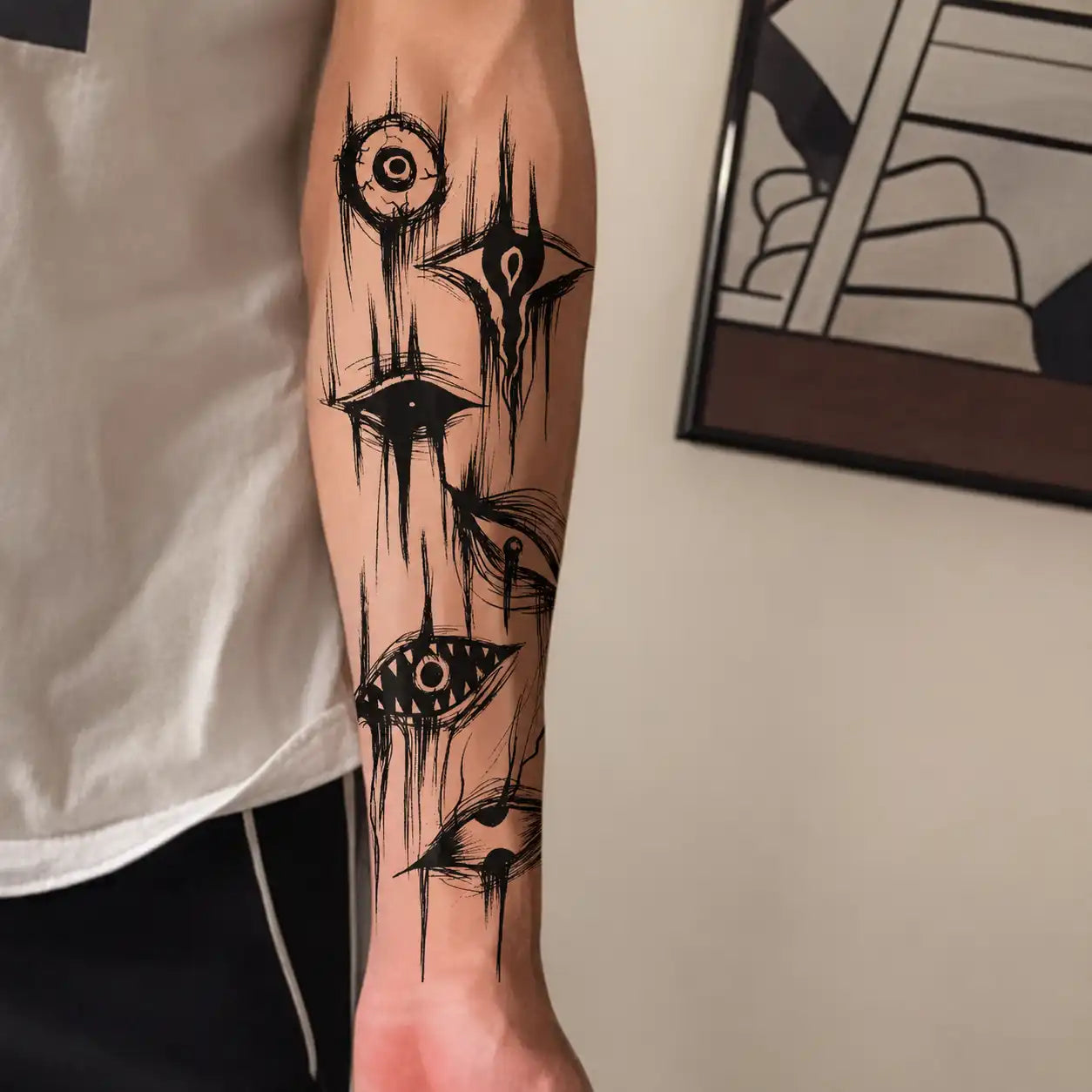 Devil Eyes Sleeve temporary tattoo — Yuka Ink