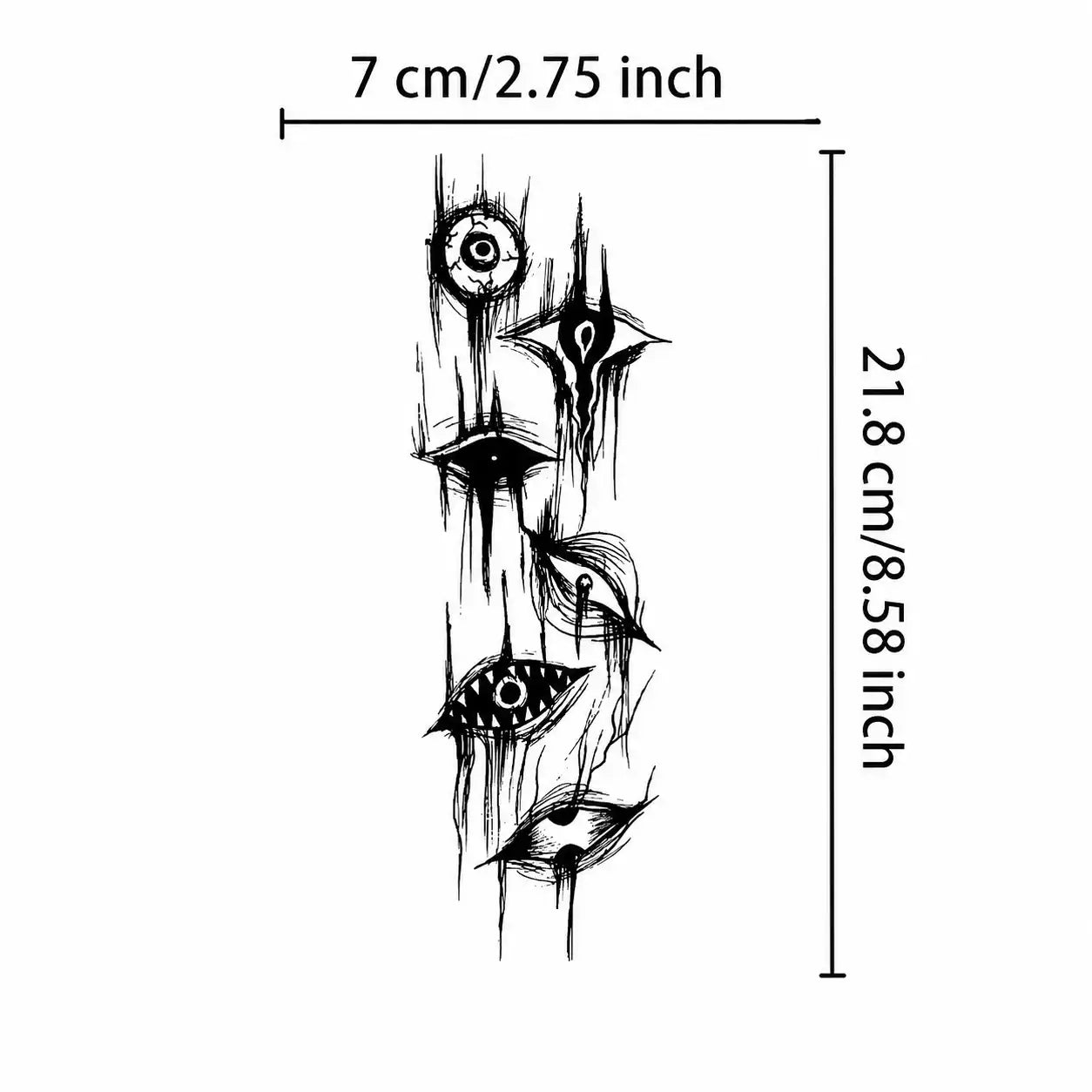 Devil Eyes Sleeve temporary tattoo, view 3 — Yuka Ink