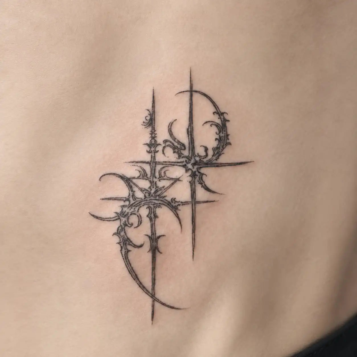 Black Gothic Cross Tattoo temporary tattoo — Yuka Ink