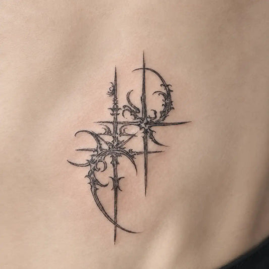 Black Gothic Cross Tattoo temporary tattoo — Yuka Ink
