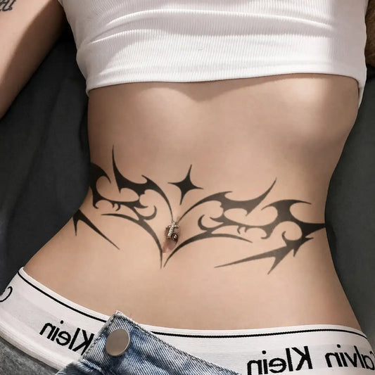 Crimson Tribal Hip temporary tattoo — Yuka Ink