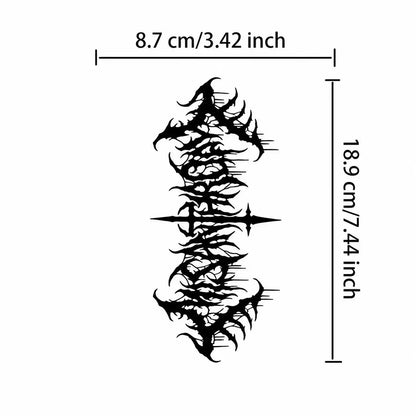 Deathmetal Script Back temporary tattoo, view 3 — Yuka Ink