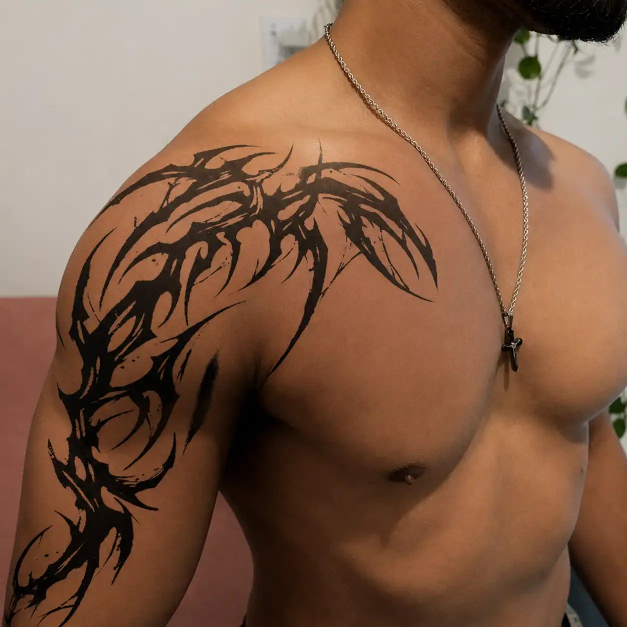 Thorn Wing Sleeve temporary tattoo, view 2 — Yuka Ink