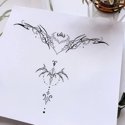 Winged Ornament Back temporary tattoo, view 2 — Yuka Ink