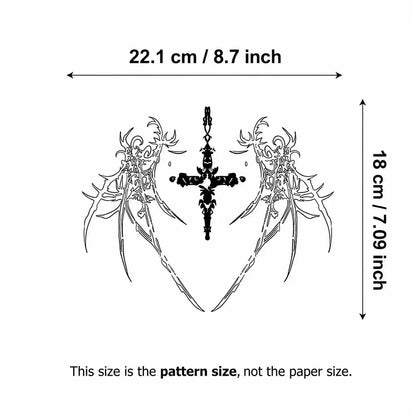 Thorn Cross Hip temporary tattoo, view 3 — Yuka Ink