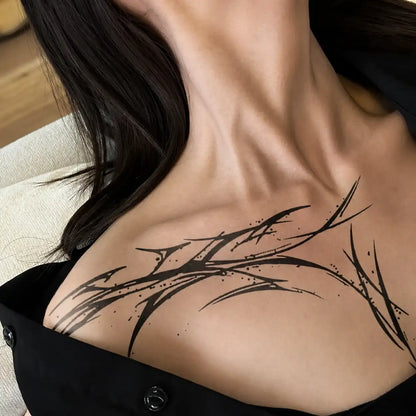 Dark Lines Chest temporary tattoo, view 2 — Yuka Ink