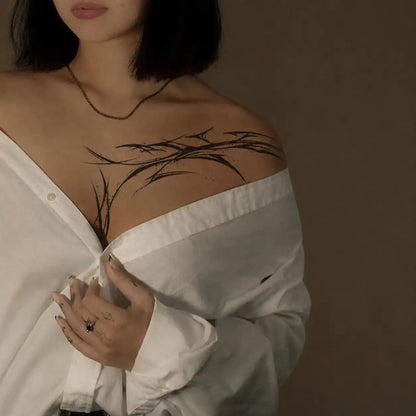 Dark Lines Chest temporary tattoo — Yuka Ink