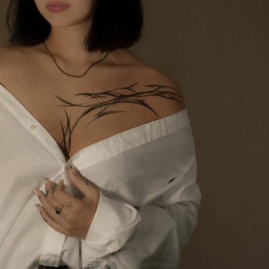 Dark Lines Chest temporary tattoo — Yuka Ink