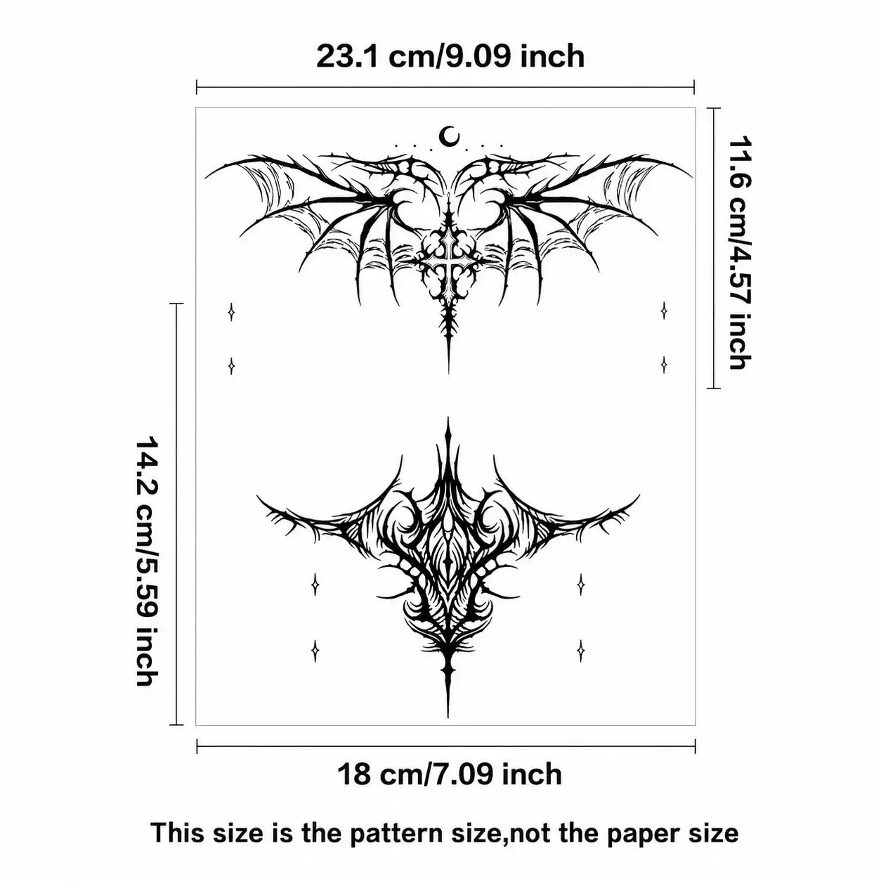 Bat Wings Chest temporary tattoo, view 3 — Yuka Ink