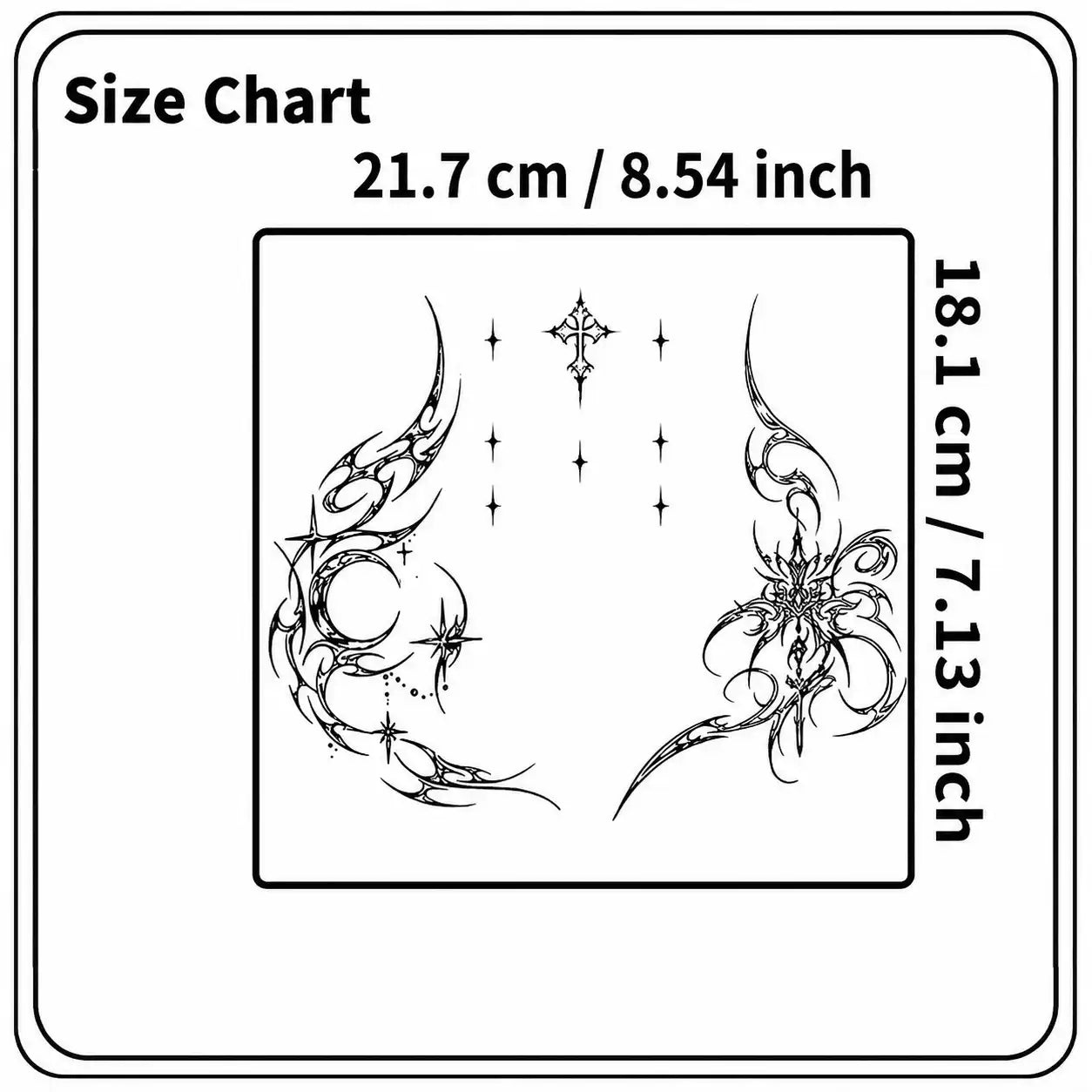 Moonlit Cross Hip temporary tattoo, view 3 — Yuka Ink