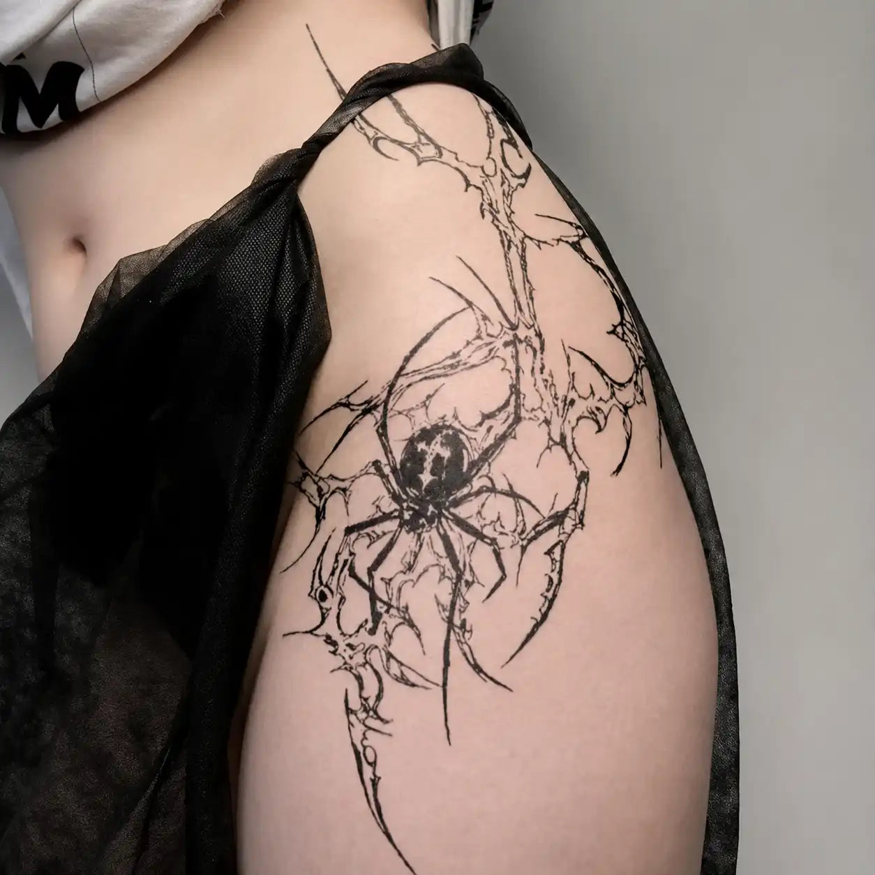 Spider Cross Hip temporary tattoo, view 2 — Yuka Ink