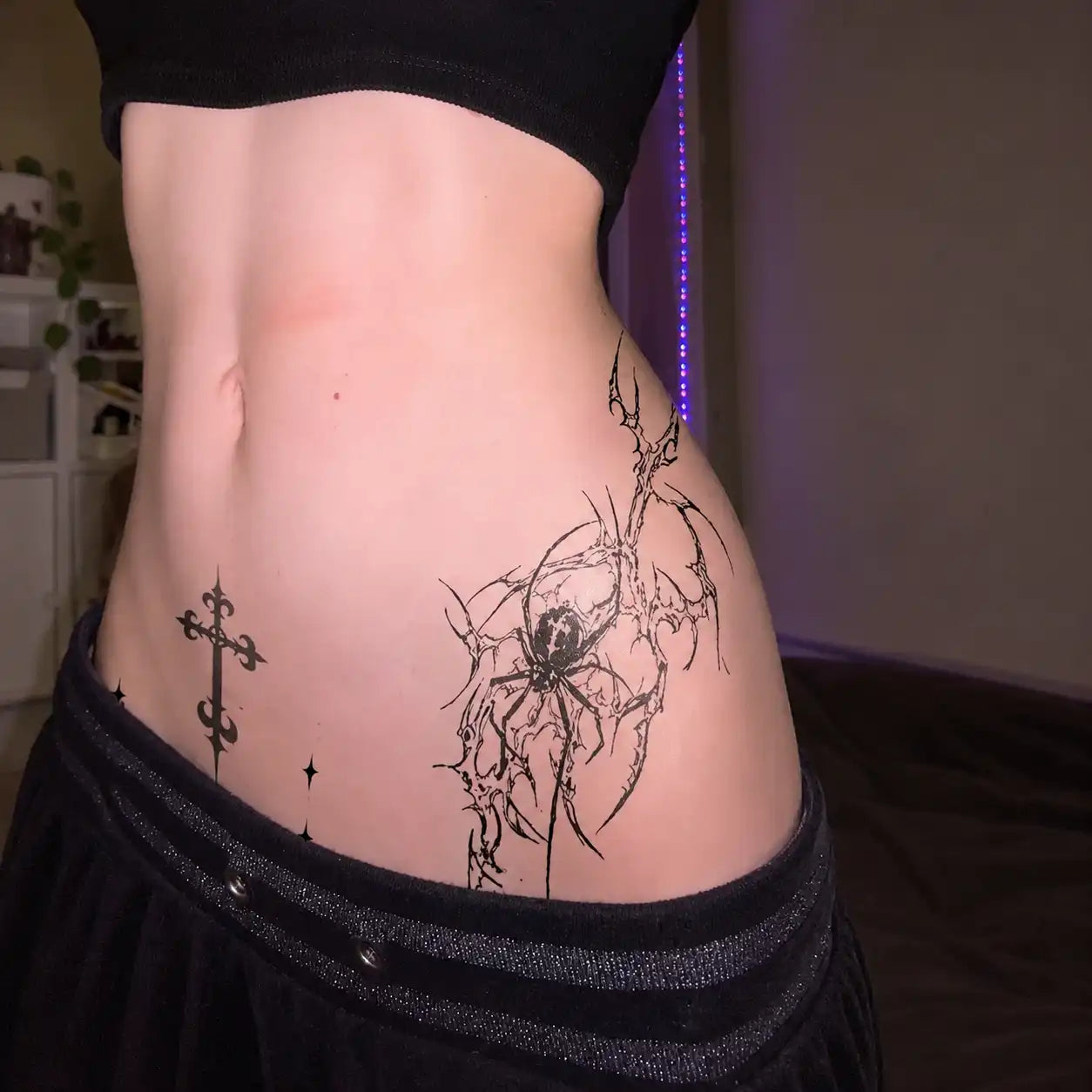 Spider Cross Hip temporary tattoo — Yuka Ink