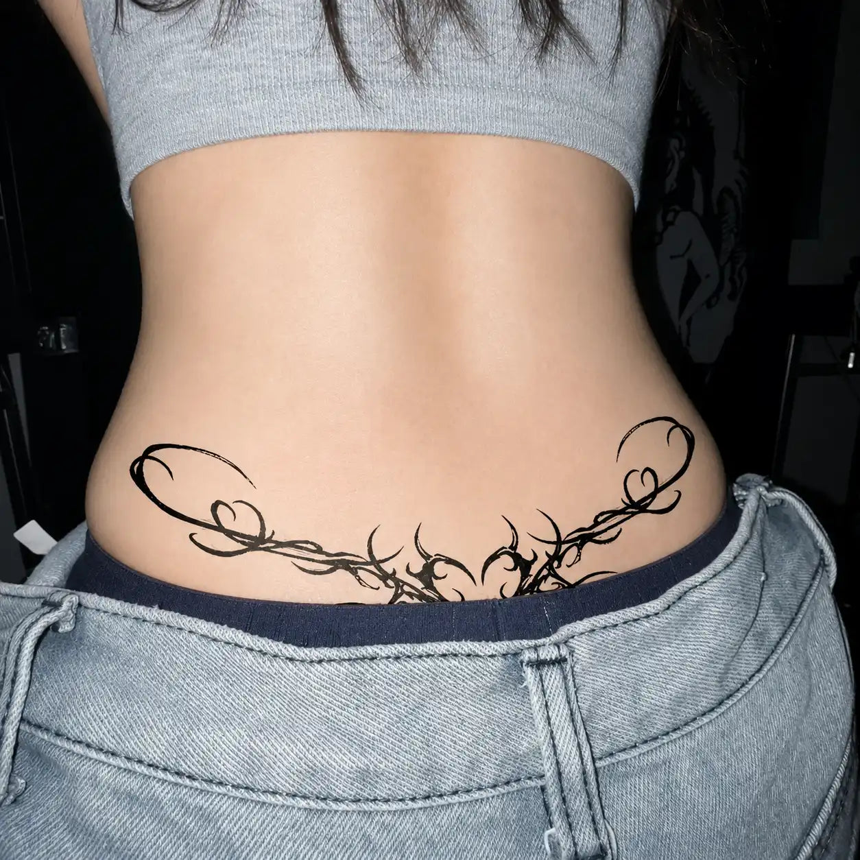 Thorn Vine Hip temporary tattoo, view 2 — Yuka Ink