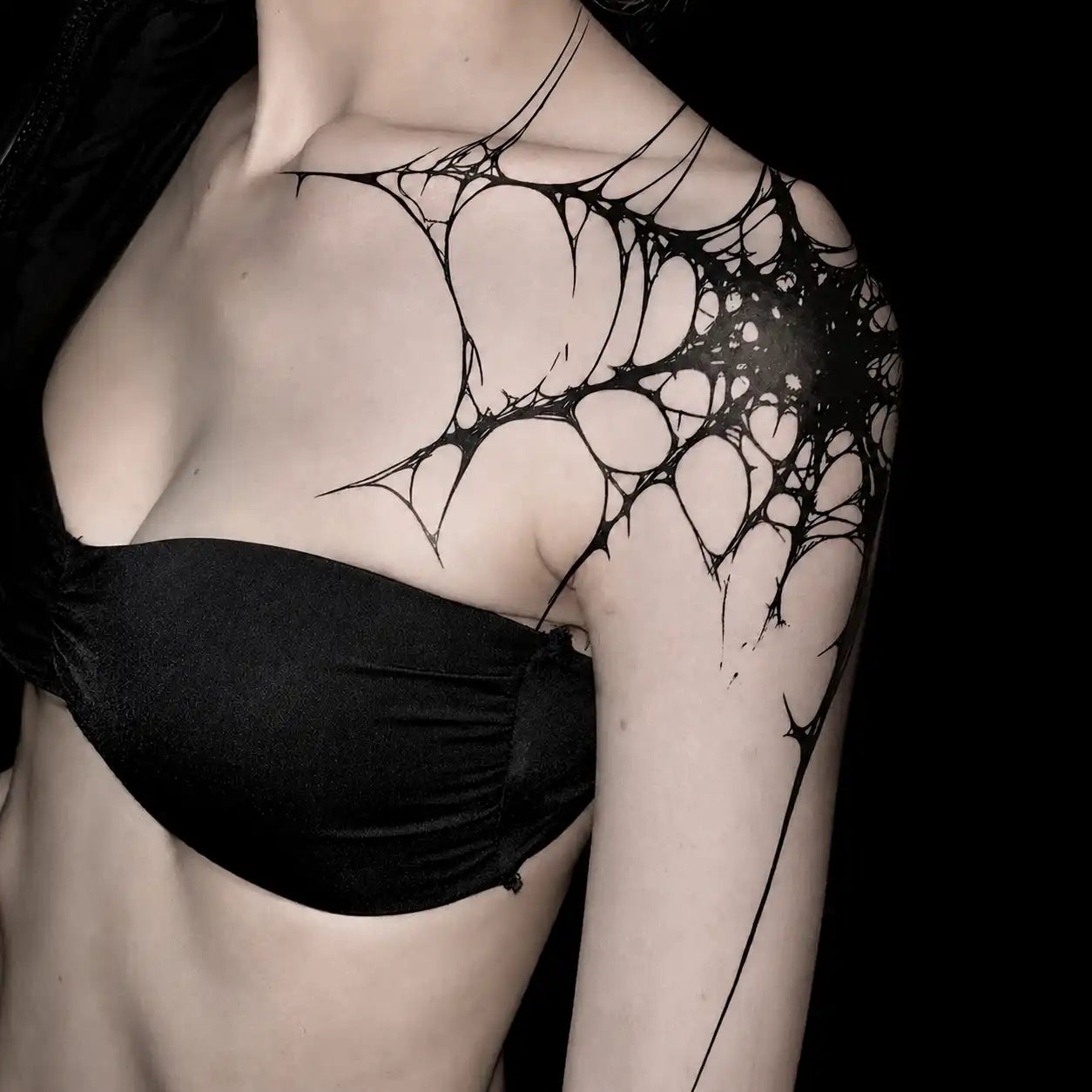 Spider Web Hip temporary tattoo, view 2 — Yuka Ink