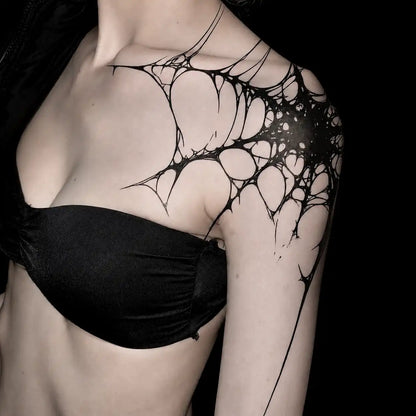 Spider Web Hip temporary tattoo, view 2 — Yuka Ink