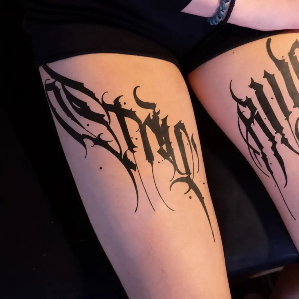 Wing Thorn Leg temporary tattoo, view 2 — Yuka Ink