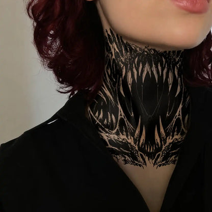 Gothic Veil Neck temporary tattoo — Yuka Ink
