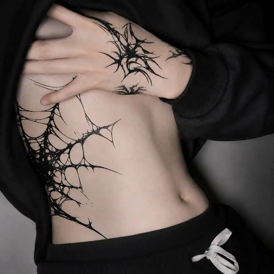 Spider Web Hip temporary tattoo — Yuka Ink