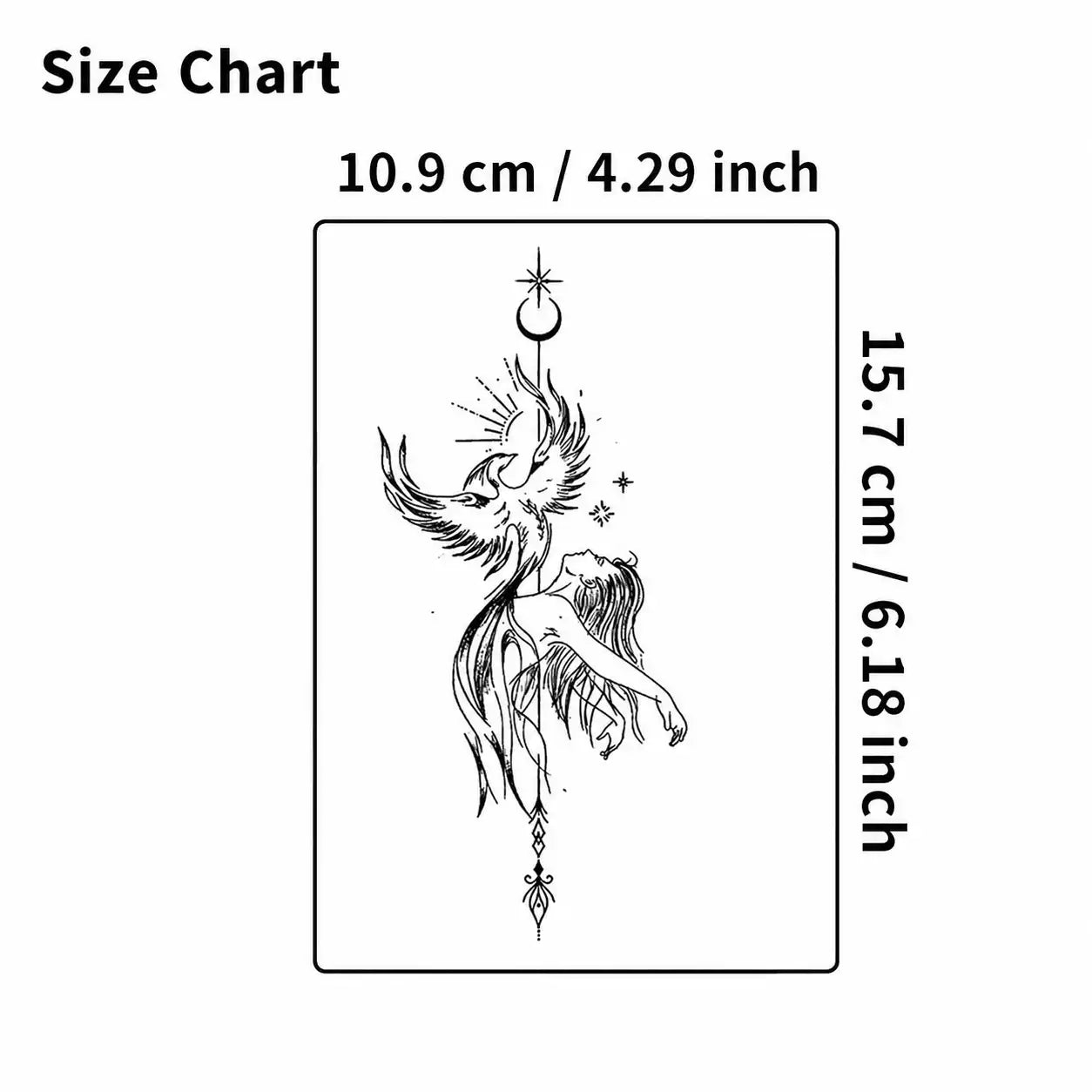 Phoenix Tattoo temporary tattoo, view 3 — Yuka Ink