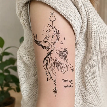 Phoenix Tattoo temporary tattoo, view 2 — Yuka Ink