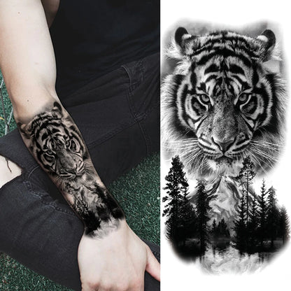 Nature Tiger Sleeve temporary tattoo — Yuka Ink