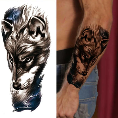 Storm Wolf Head Sleeve temporary tattoo — Yuka Ink