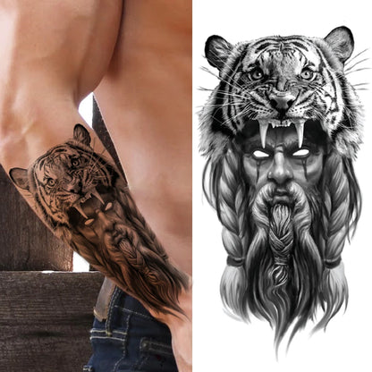 Tiger Warrior Sleeve temporary tattoo — Yuka Ink
