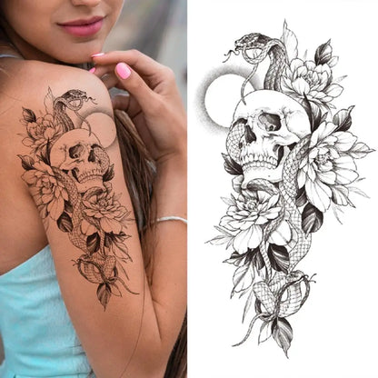 Rose Skull Sleeve temporary tattoo — Yuka Ink