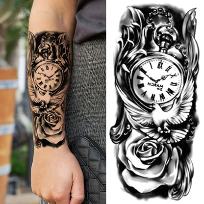 Pocket Watch Rose Sleeve temporary tattoo — Yuka Ink