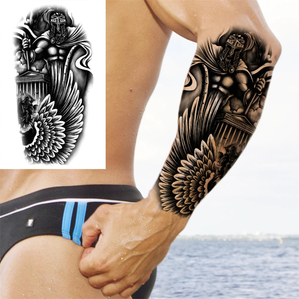 Pharaoh Anubis Wings Sleeve temporary tattoo — Yuka Ink