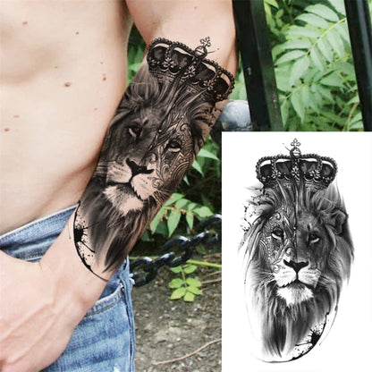Lion Portrait Sleeve temporary tattoo — Yuka Ink