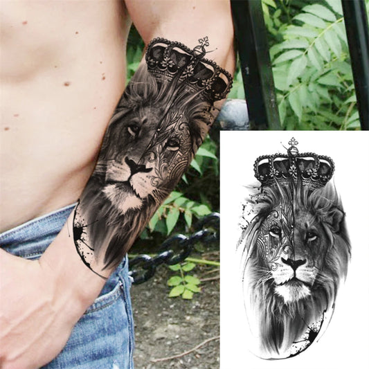 Lion Portrait Sleeve temporary tattoo — Yuka Ink
