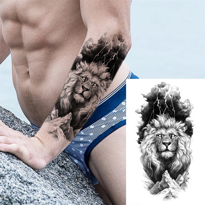 Mountain Lion Storm Sleeve temporary tattoo — Yuka Ink