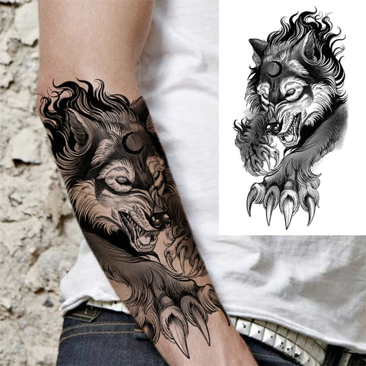 Demonic Wolf Sleeve temporary tattoo — Yuka Ink