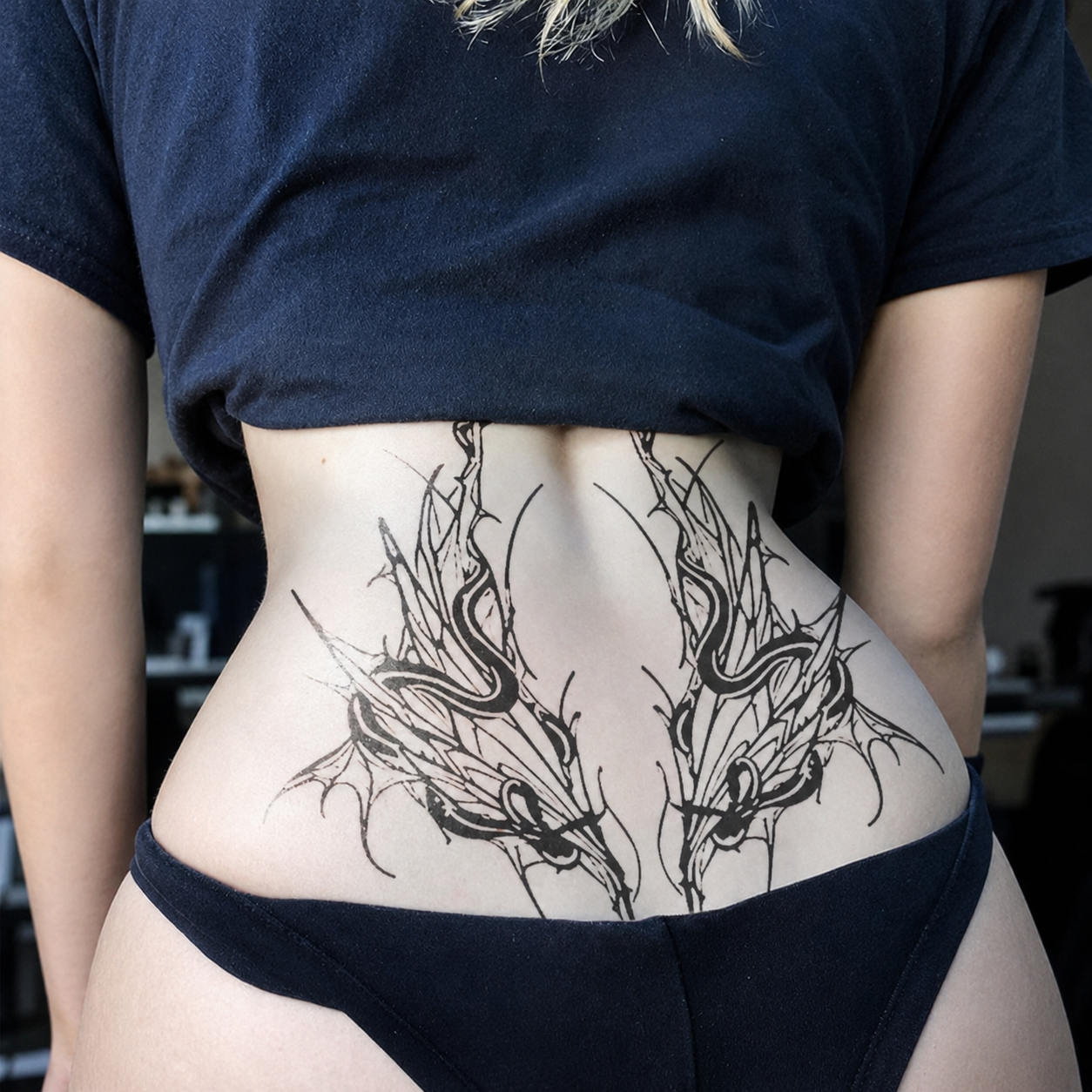 Wild Bloom Twin Back temporary tattoo — Yuka Ink